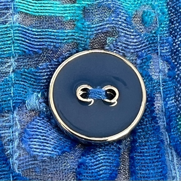 SOUTHERN LADY Aqua Blue Floral Long Sleeve Button Down Blouse Jacket Size L - Picture 13 of 16